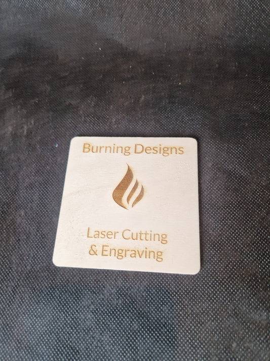 Square wooden coaster with precision laser engraved custom text