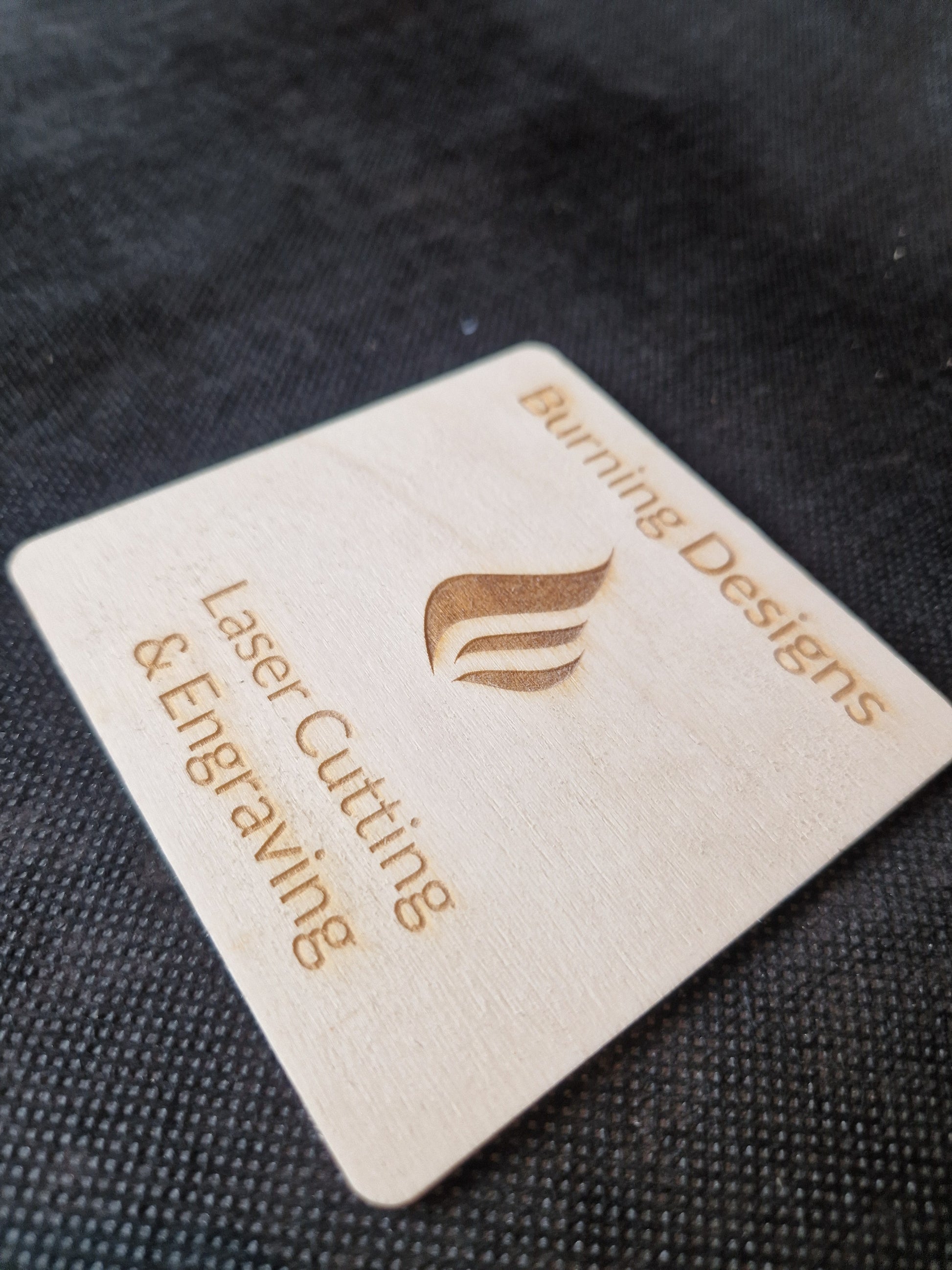 Square wooden coaster with precision laser engraved custom text