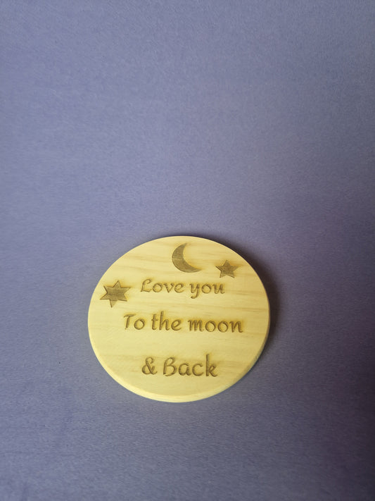 Premium wooden drink coaster with detailed laser engraved personalized design