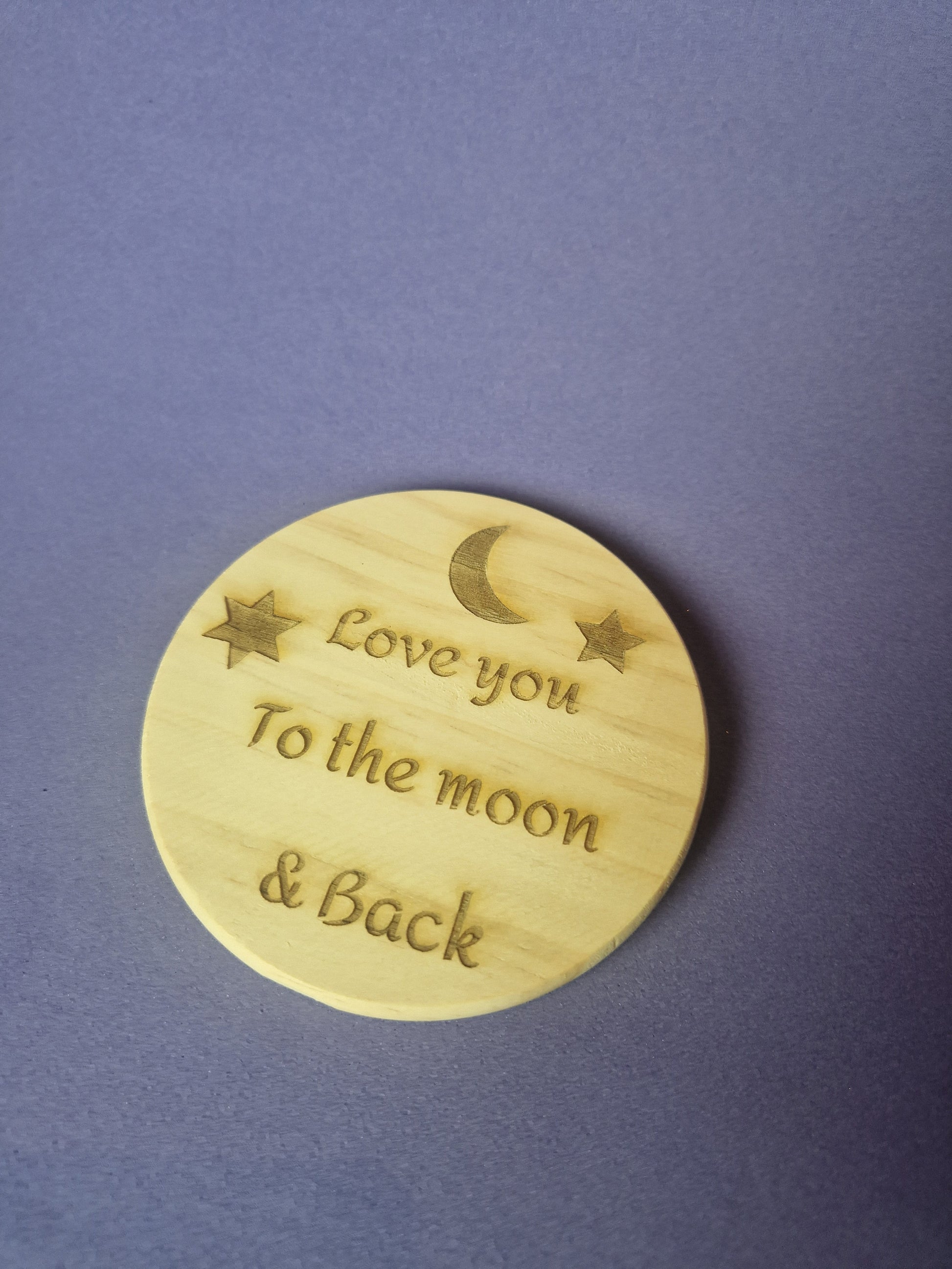 Premium wooden drink coaster with detailed laser engraved personalized design