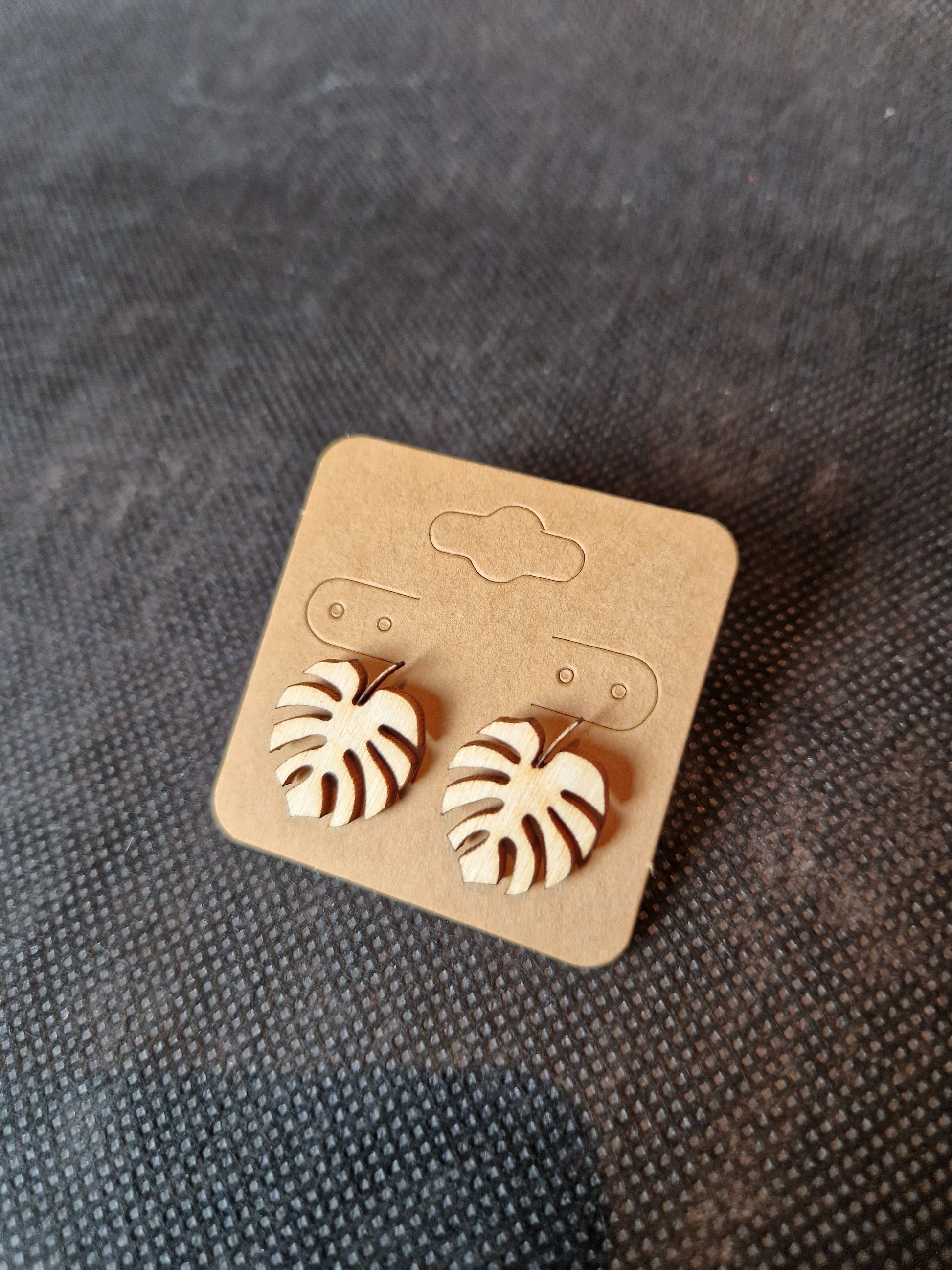 Lightweight wooden earrings with delicate laser cut design