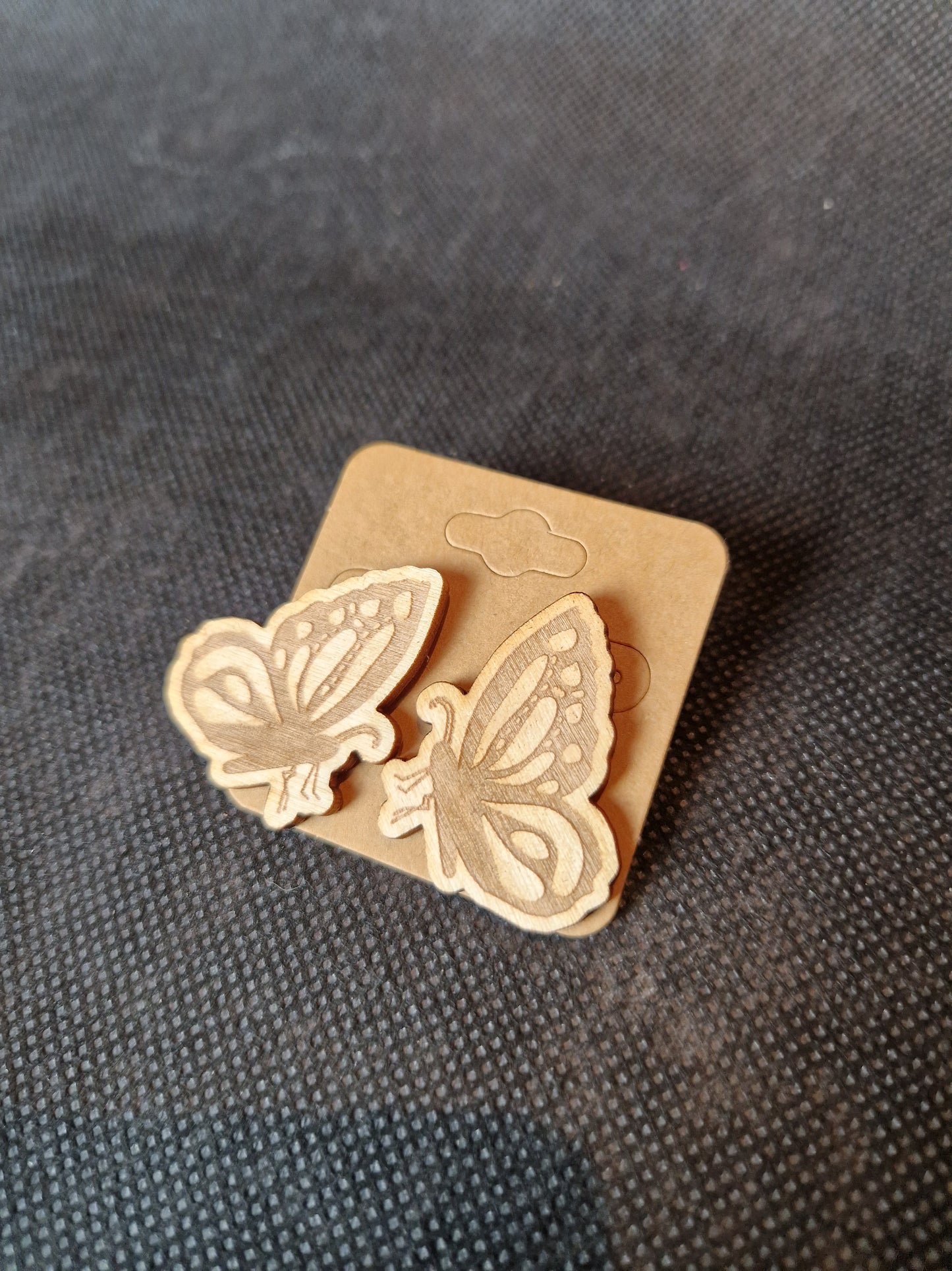 Lightweight wooden earrings with delicate laser cut design