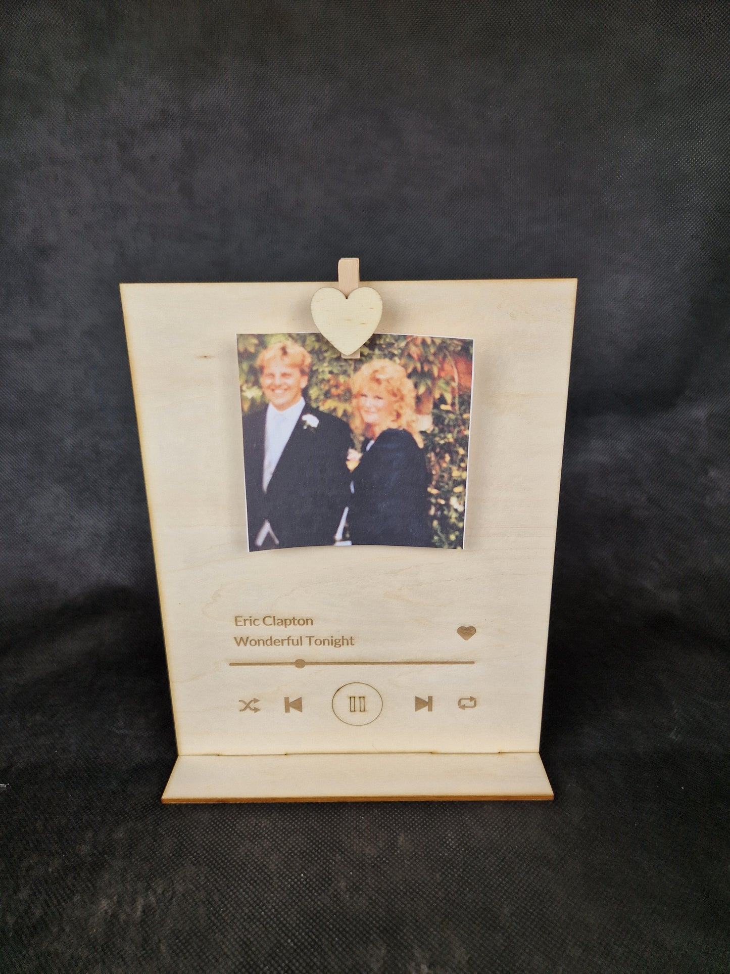 Custom wooden plaque with personalized song lyrics and decorative laser engraved design