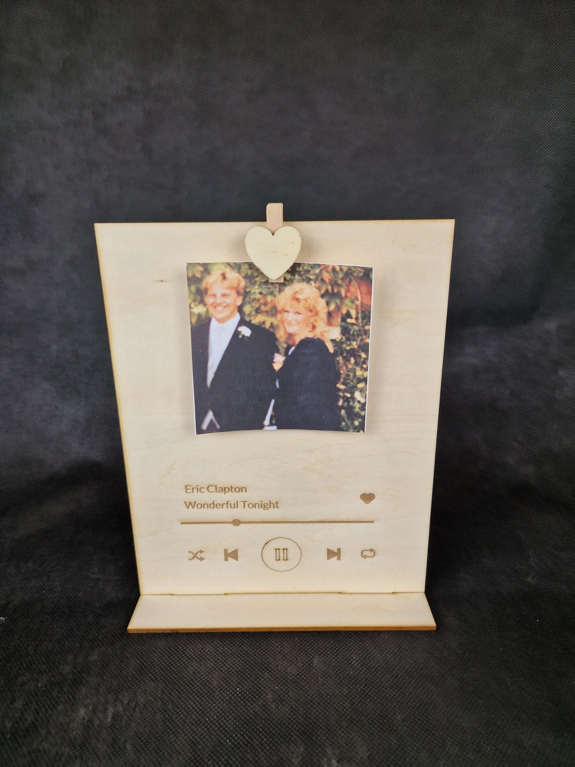 Custom wooden plaque with personalized song lyrics and decorative laser engraved design