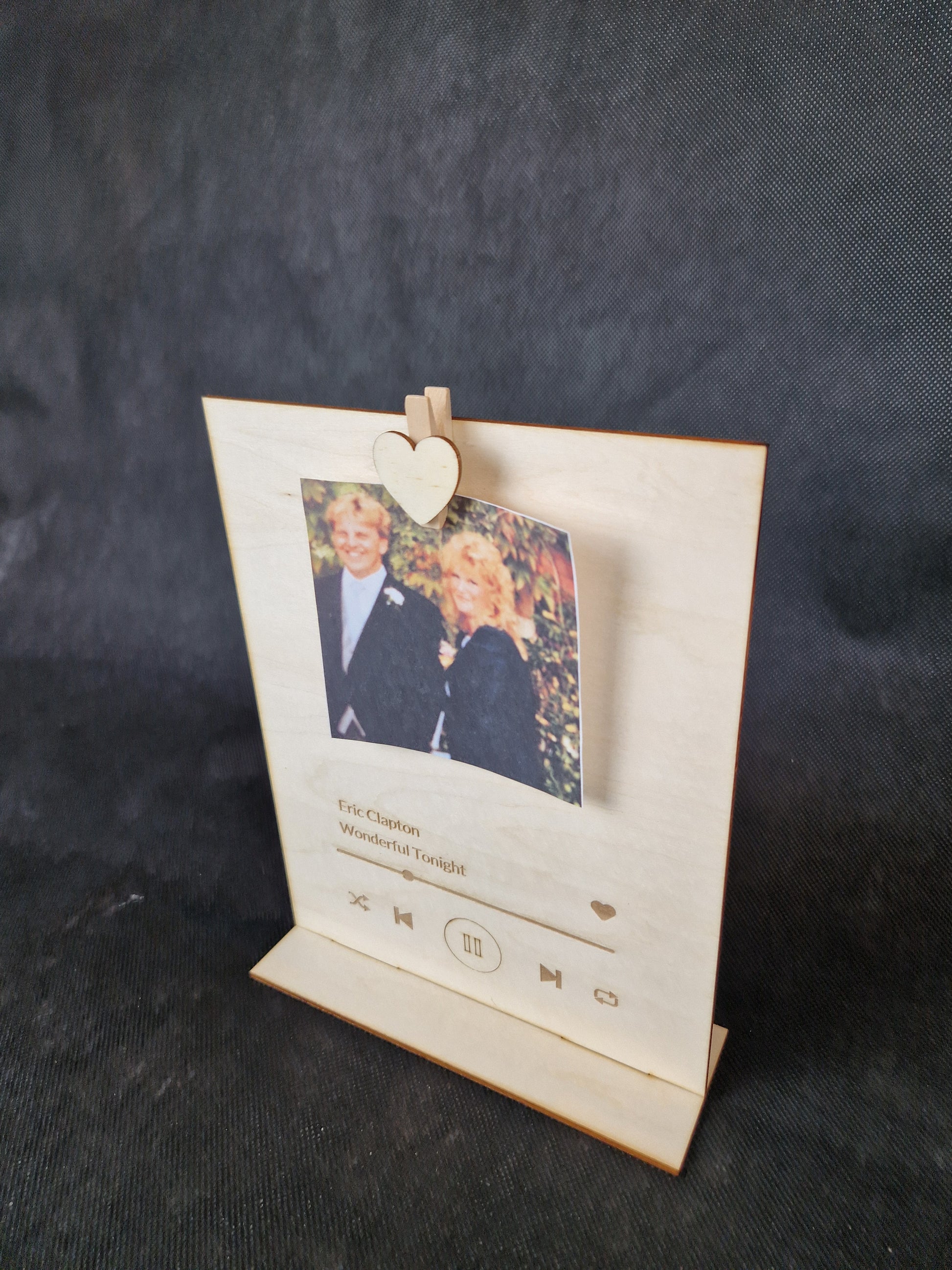 Custom wooden plaque with personalized song lyrics and decorative laser engraved design