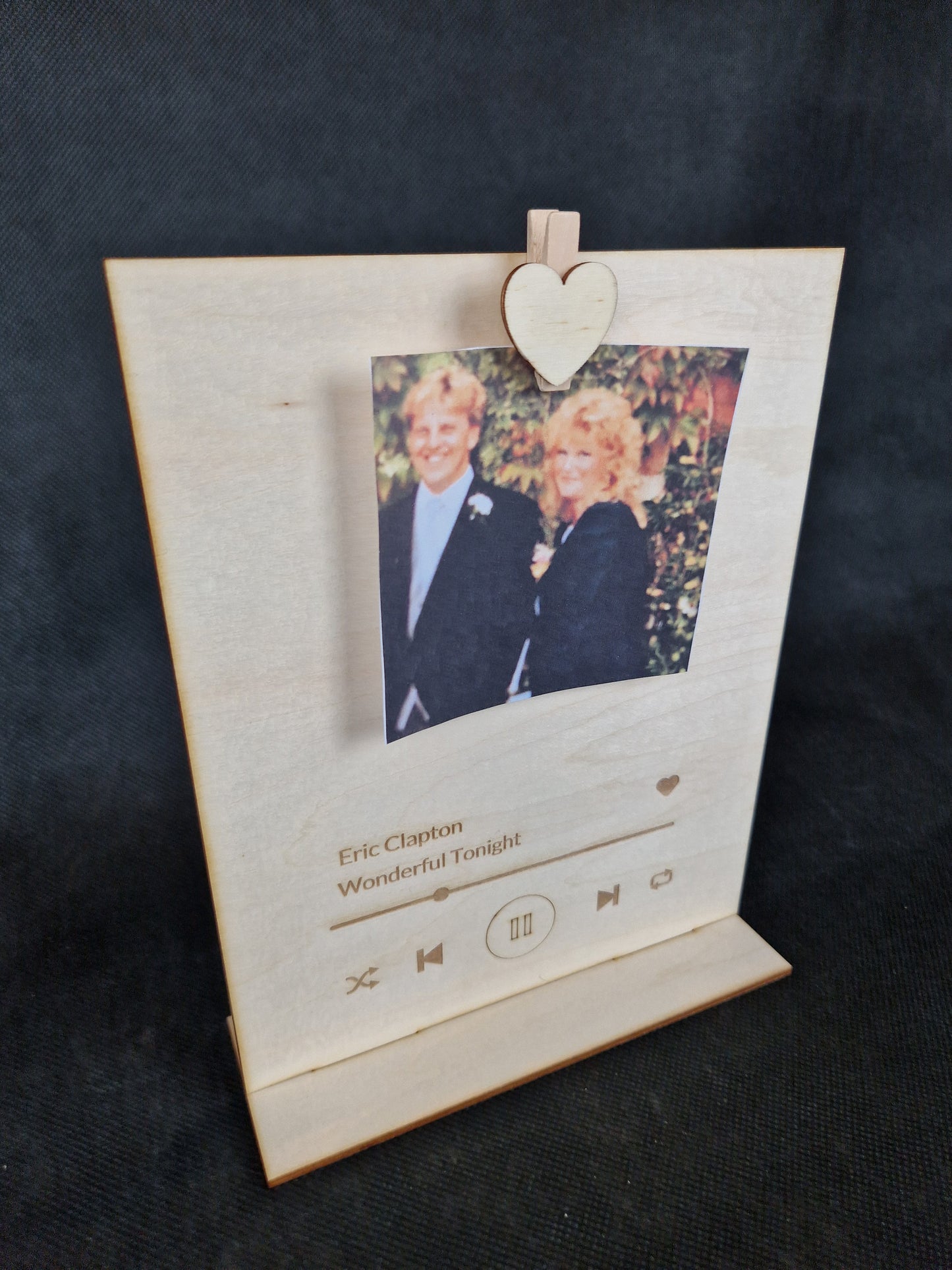 Custom wooden plaque with personalized song lyrics and decorative laser engraved design