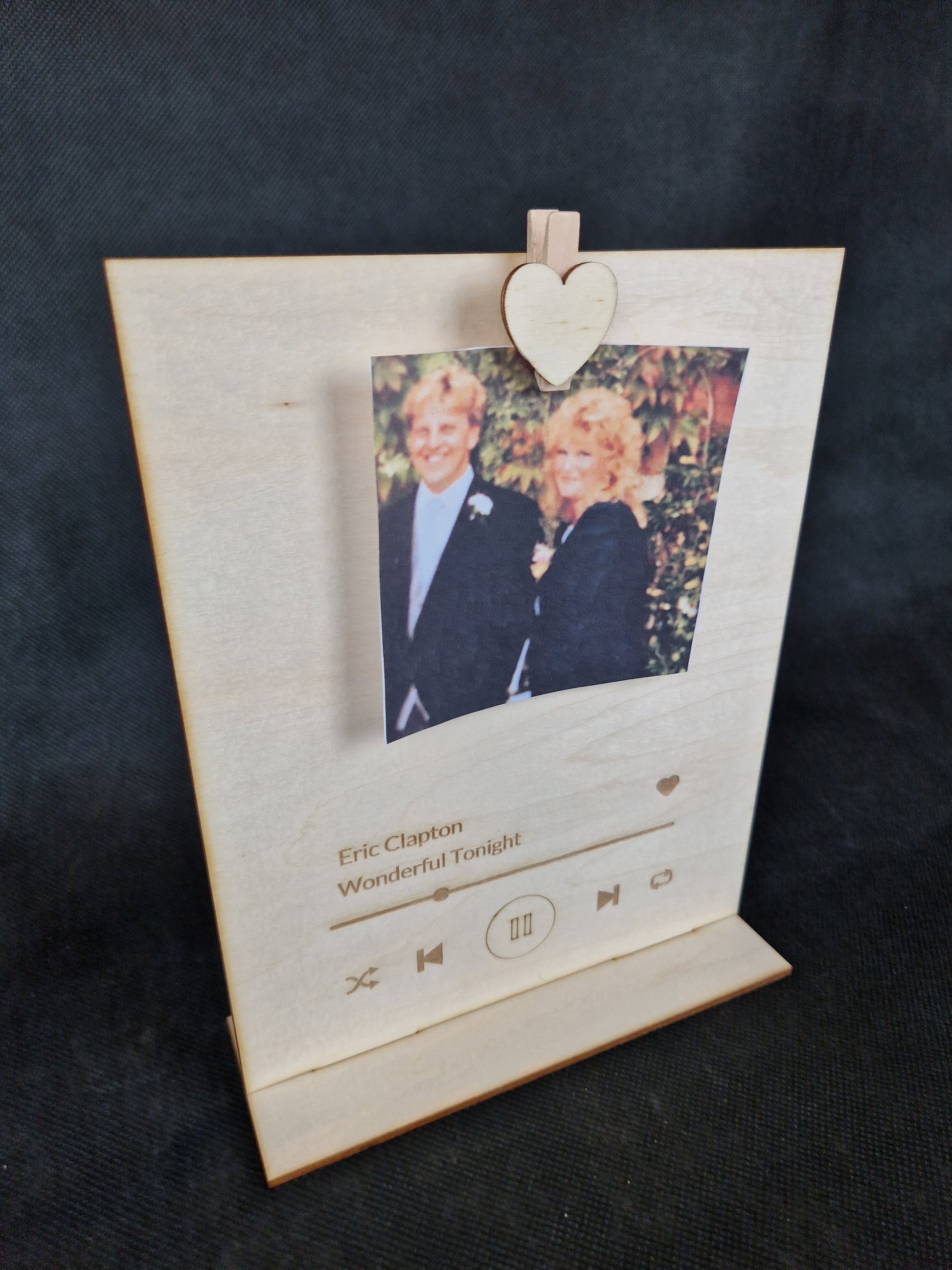 Custom wooden plaque with personalized song lyrics and decorative laser engraved design