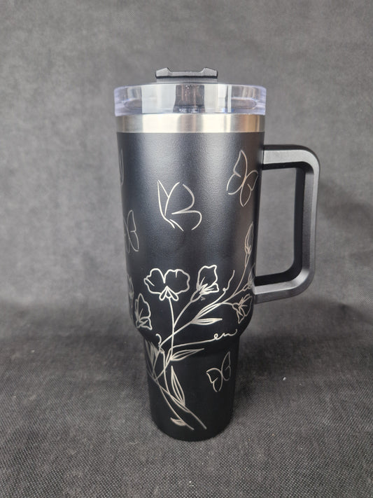 Stainless steel 40oz insulated tumbler with custom laser engraved personalization