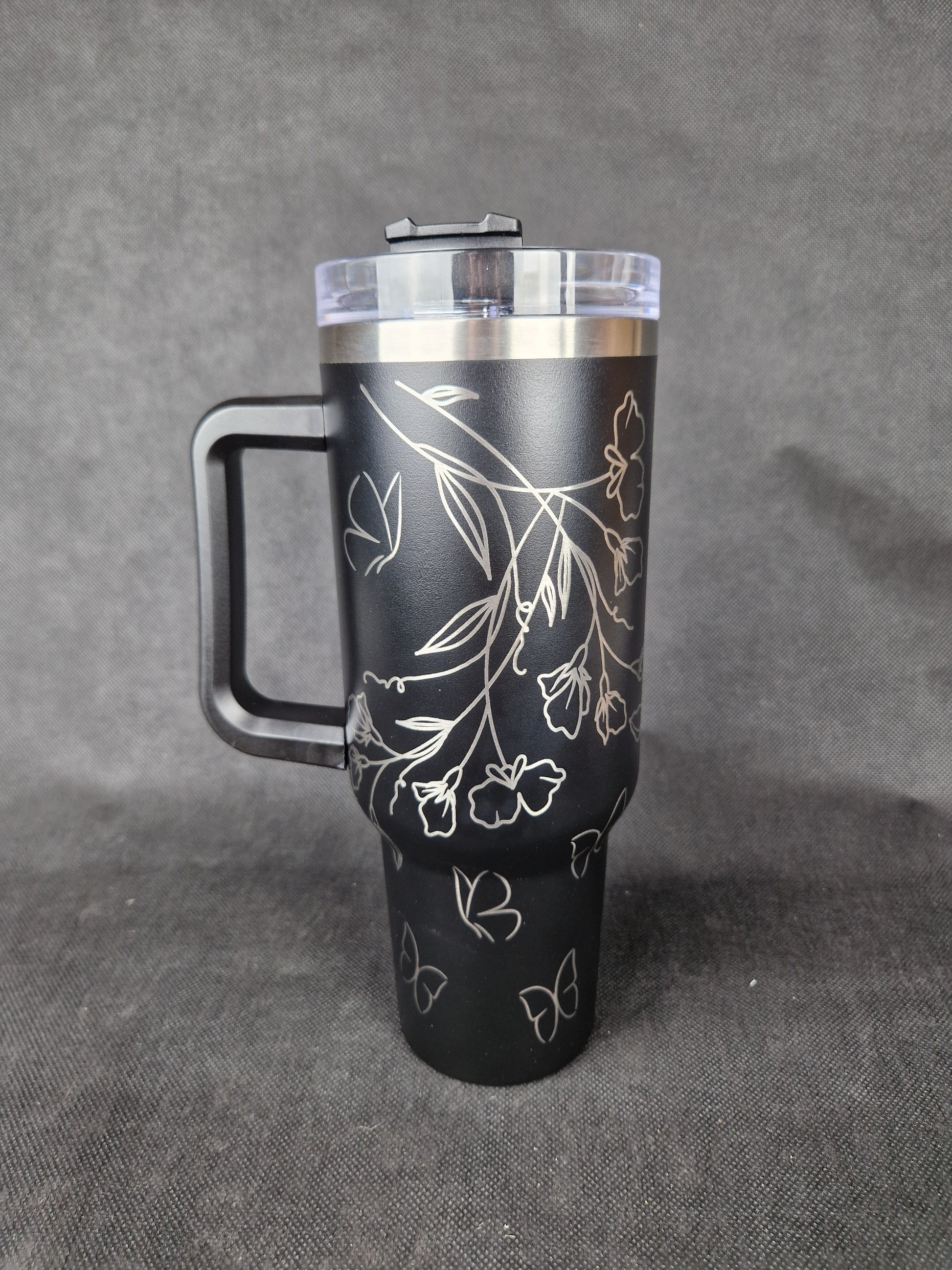 Stainless steel 40oz insulated tumbler with custom laser engraved personalization