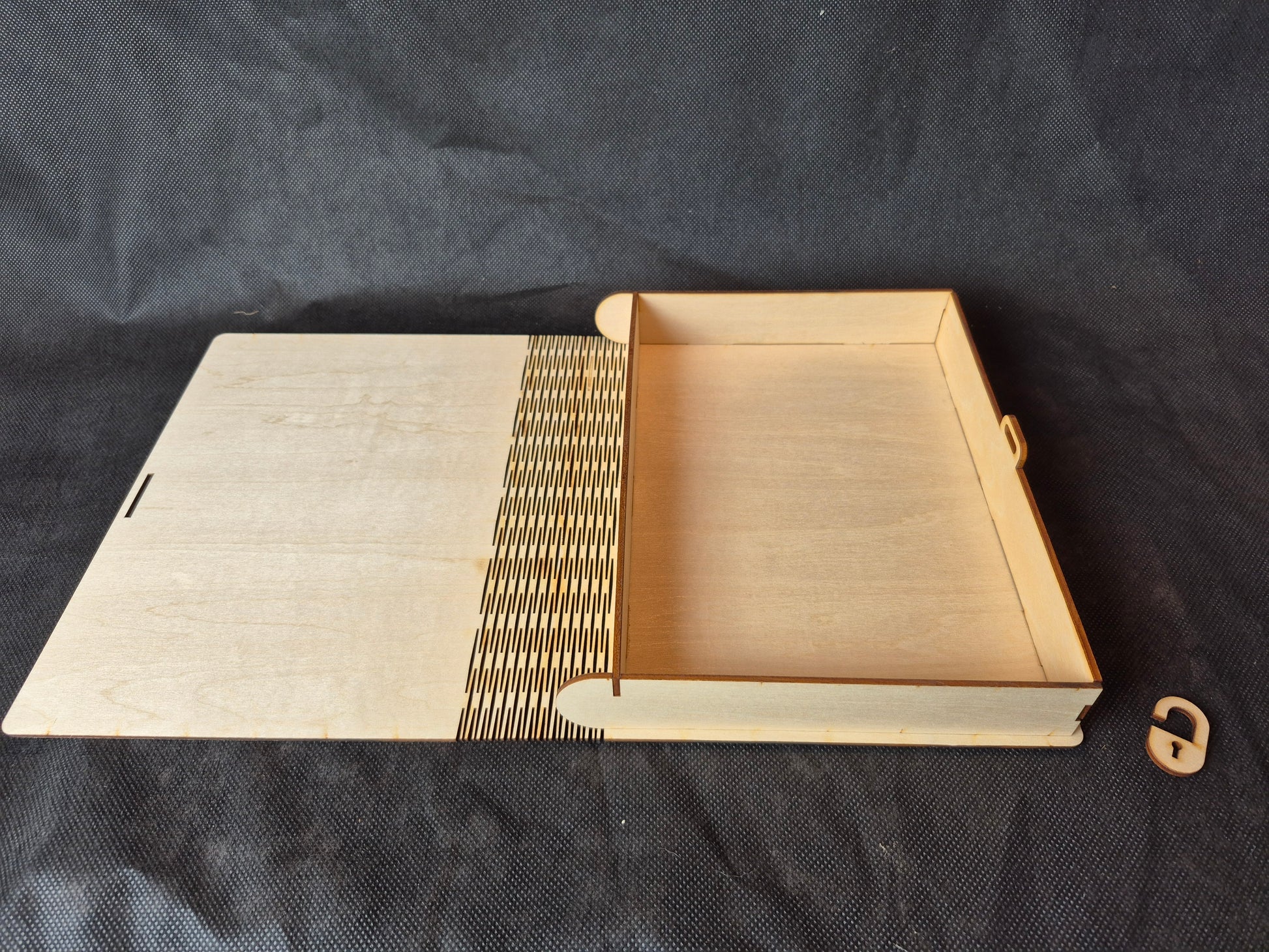 Personalised wooden memorial keepsake box with custom laser engraving on the lid.