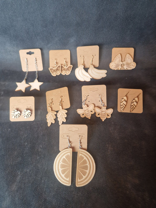 Laser Cut Wooden Earrings