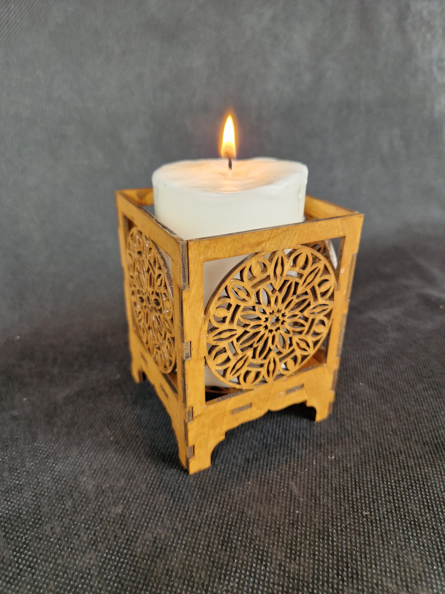 Laser Cut Wooden Candle Holder