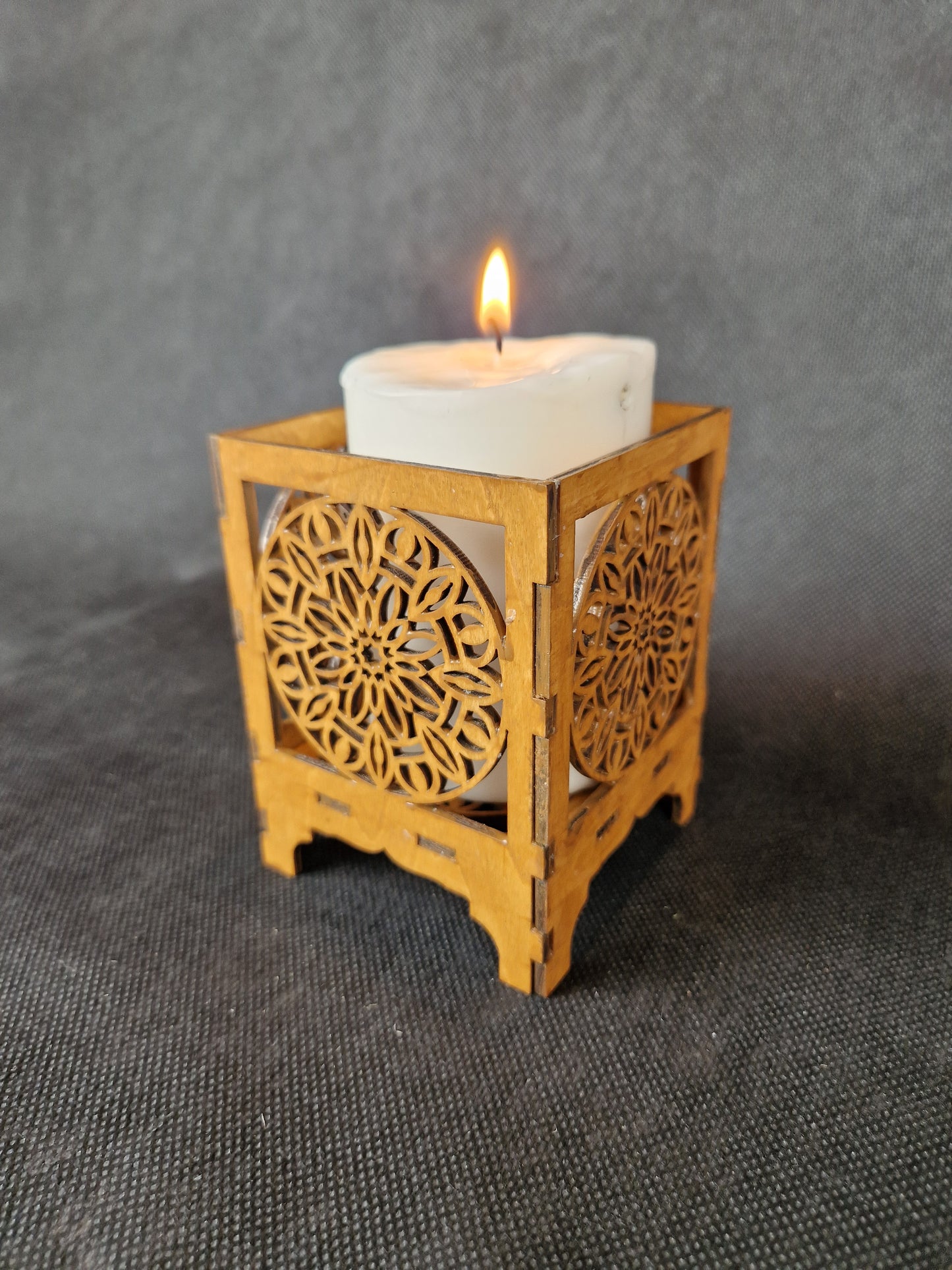 Laser Cut Wooden Candle Holder