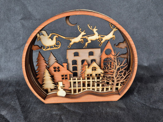 Layered Wood Christmas Scene